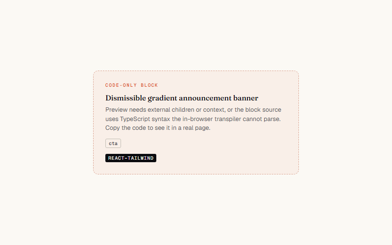 Dismissible gradient announcement banner