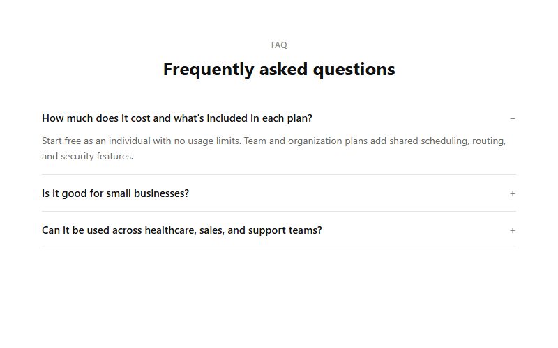 Native FAQ accordion (details/summary)