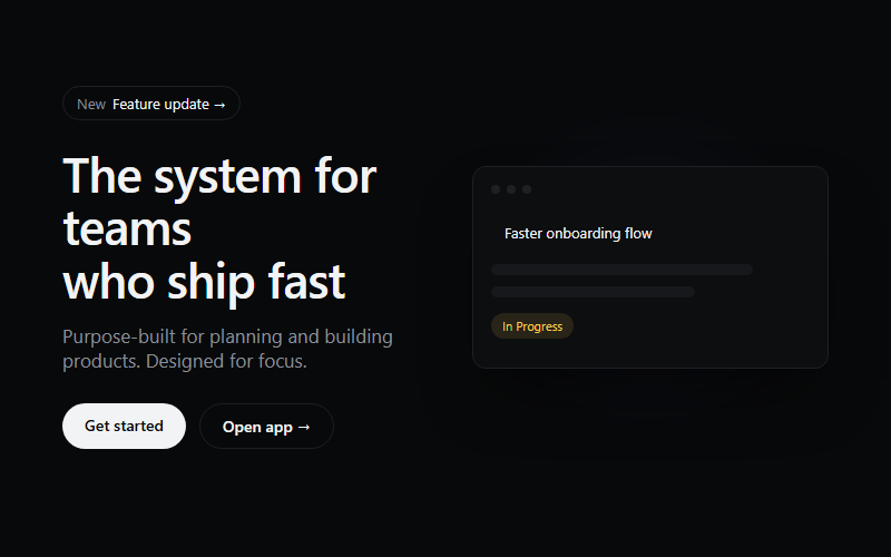 Split hero with glowing app mockup