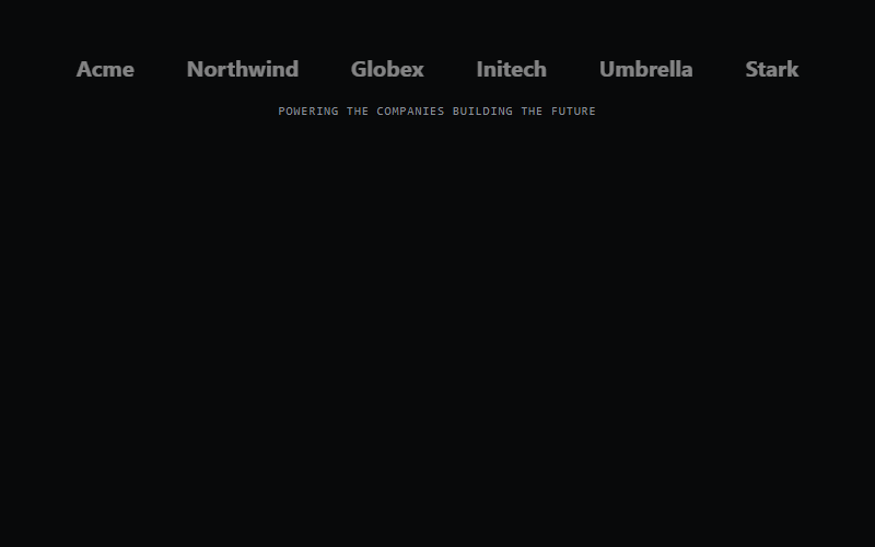 Muted logo cloud with mono label