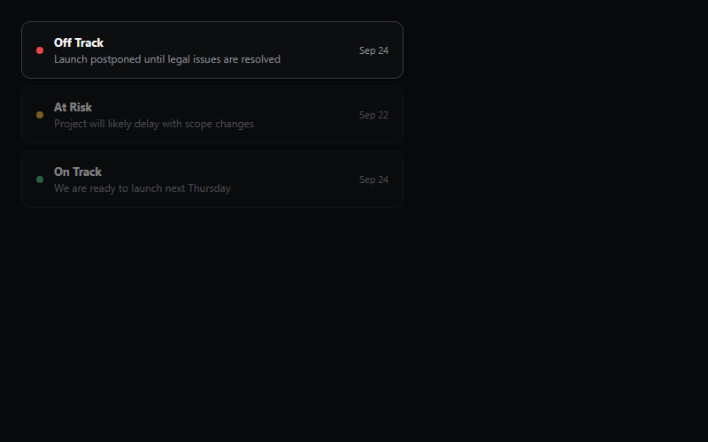 Rotating project health status list