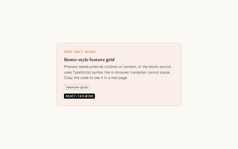 Bento-style feature grid
