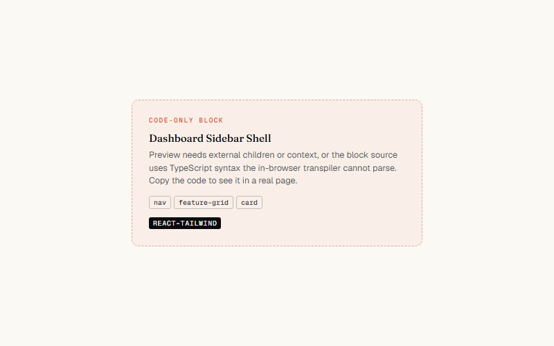 Dashboard Sidebar Shell