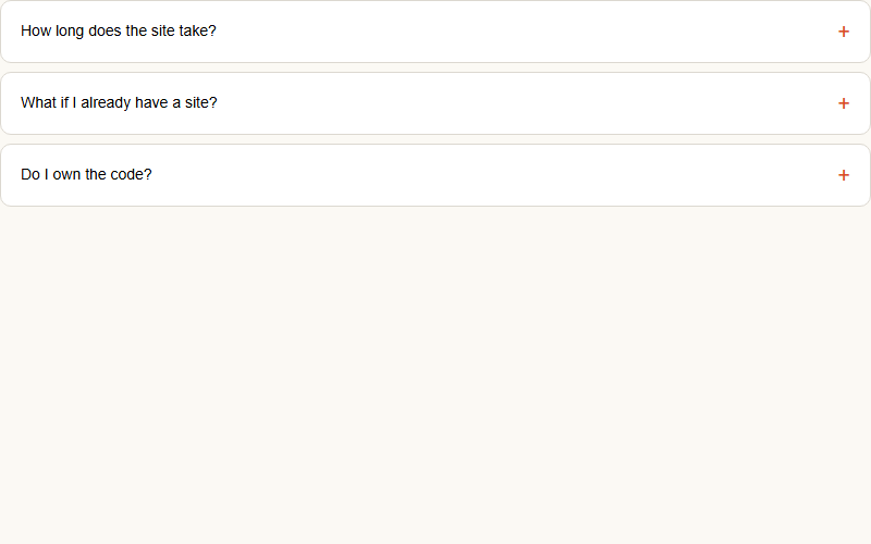 FAQ accordion