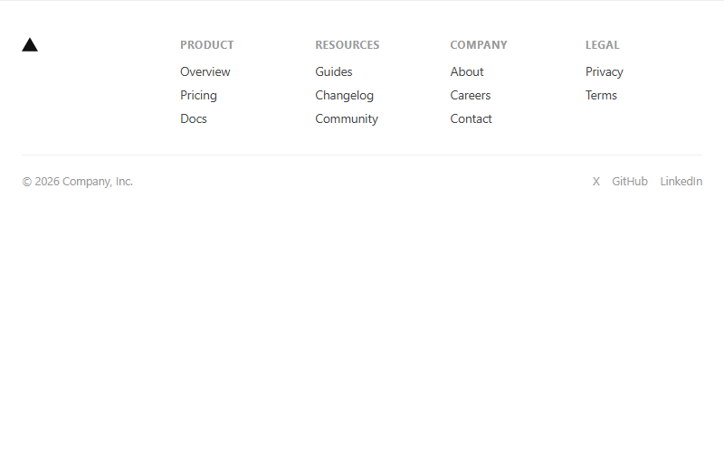Multi-column footer with bottom bar