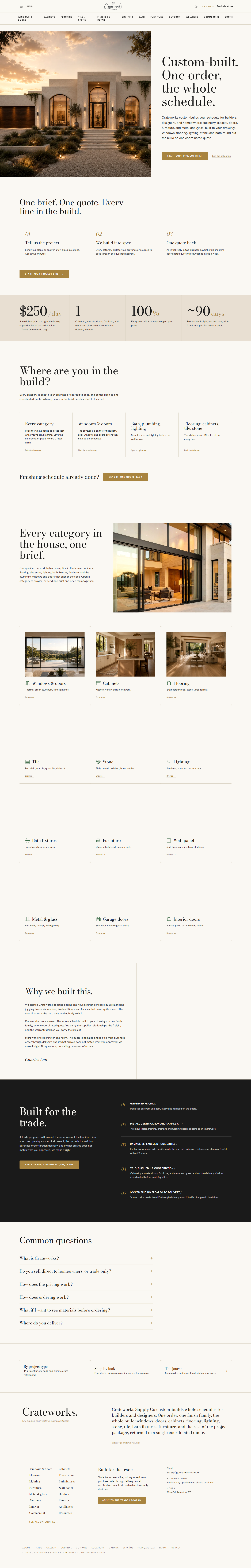 Crateworks homepage before the rebuild: a single photo at the top and a long list of things below it.