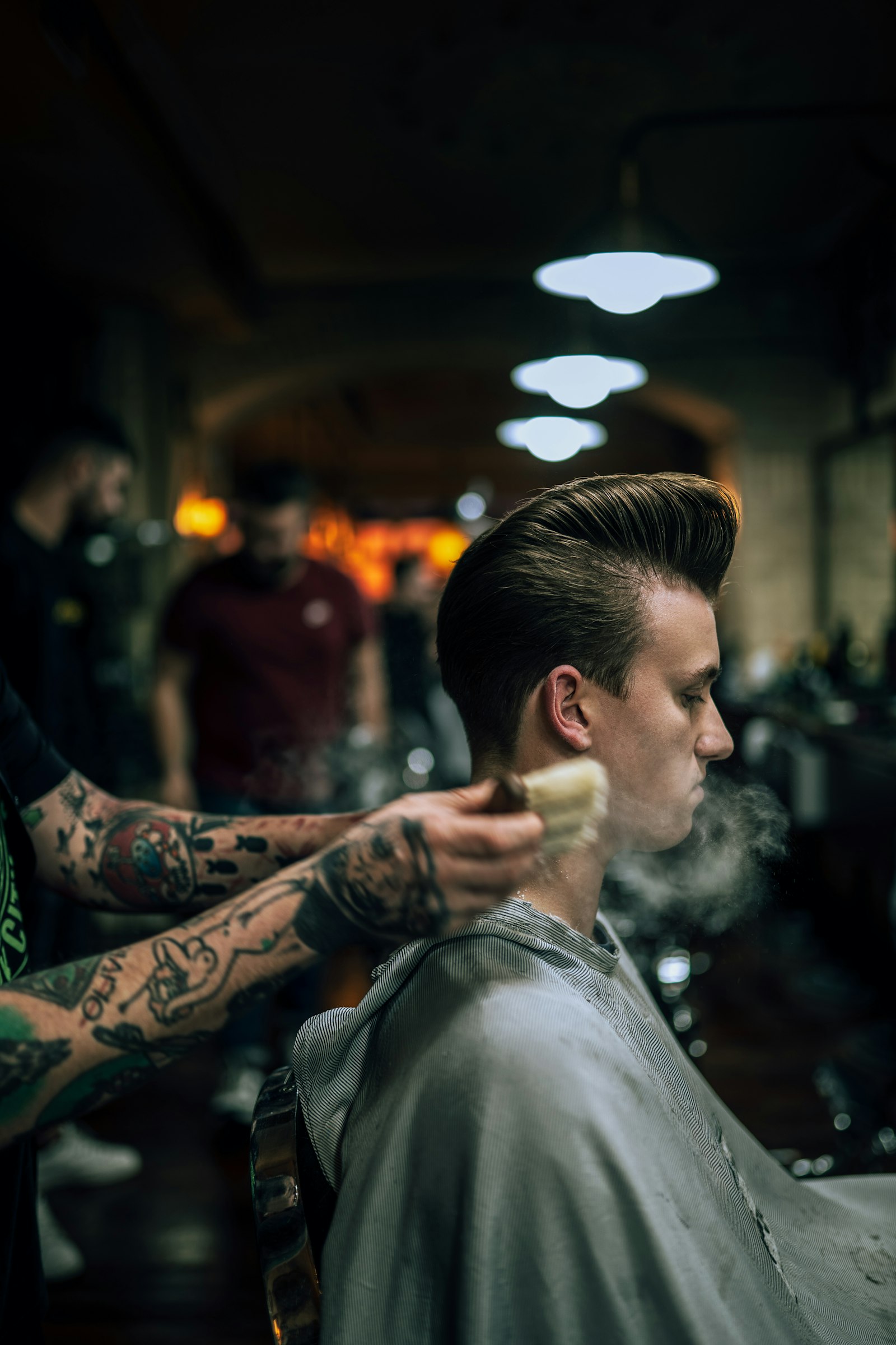 Hot-lather straight-razor shave setup
