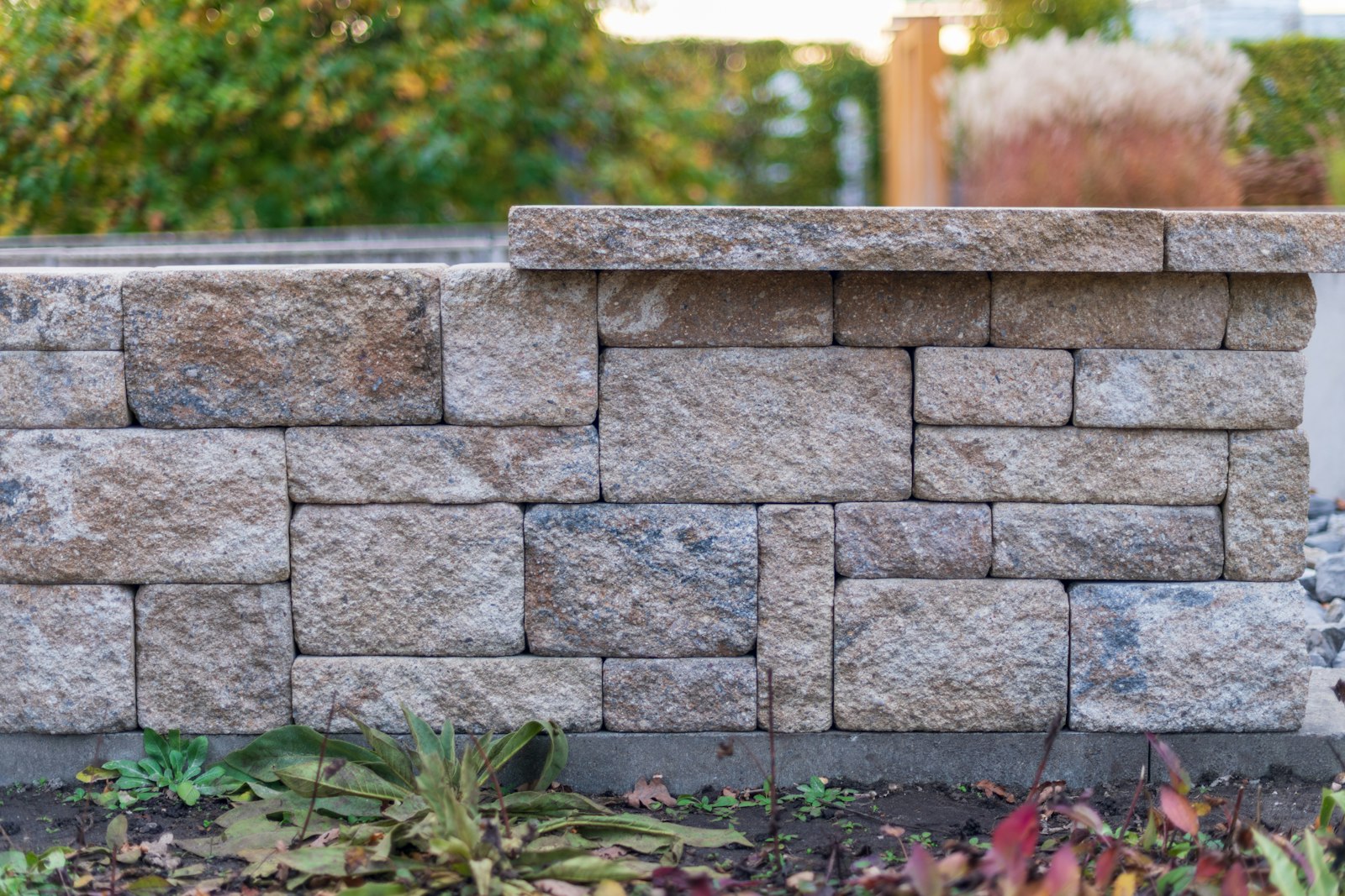 Dry-stack limestone retaining wall, Linden Hills